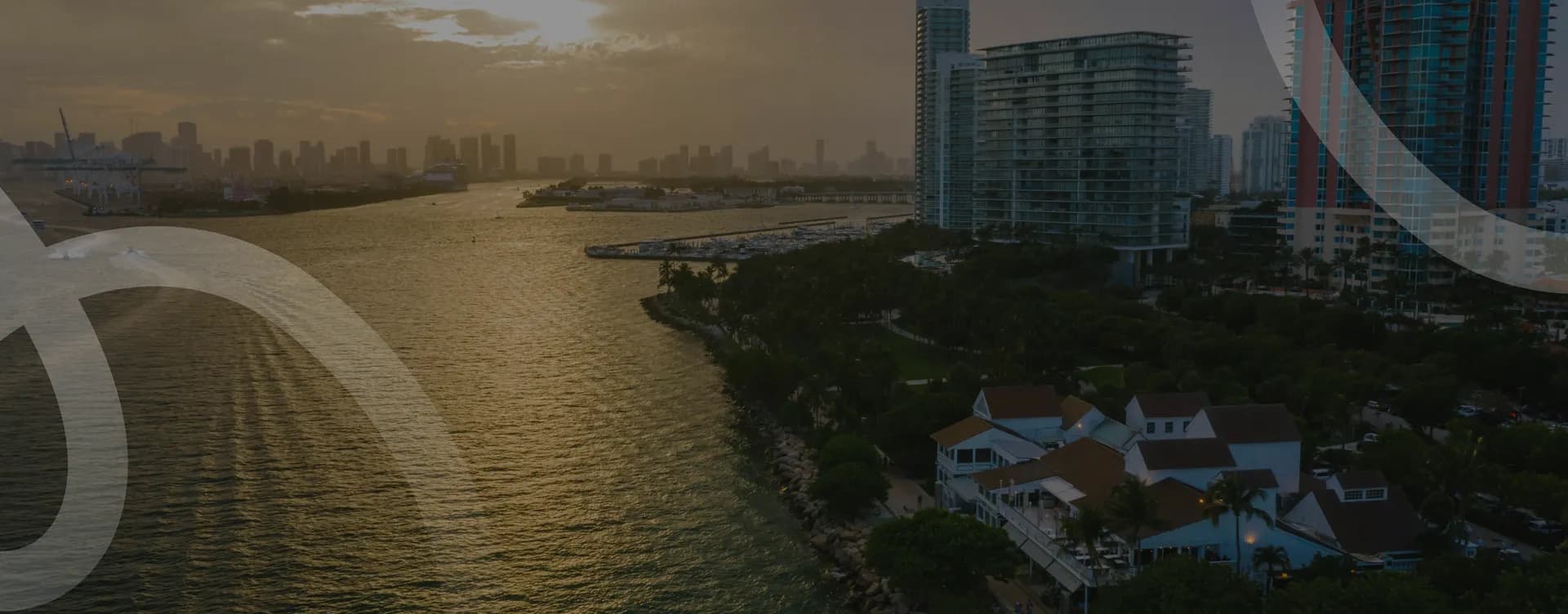 Waterfront city skyline and luxury residences