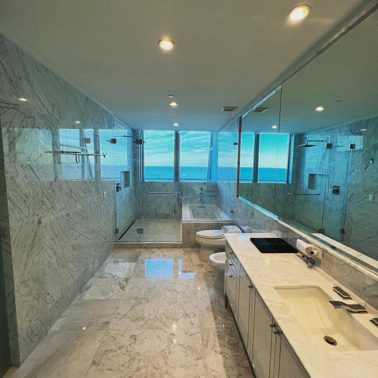 Bathroom shower and vanity